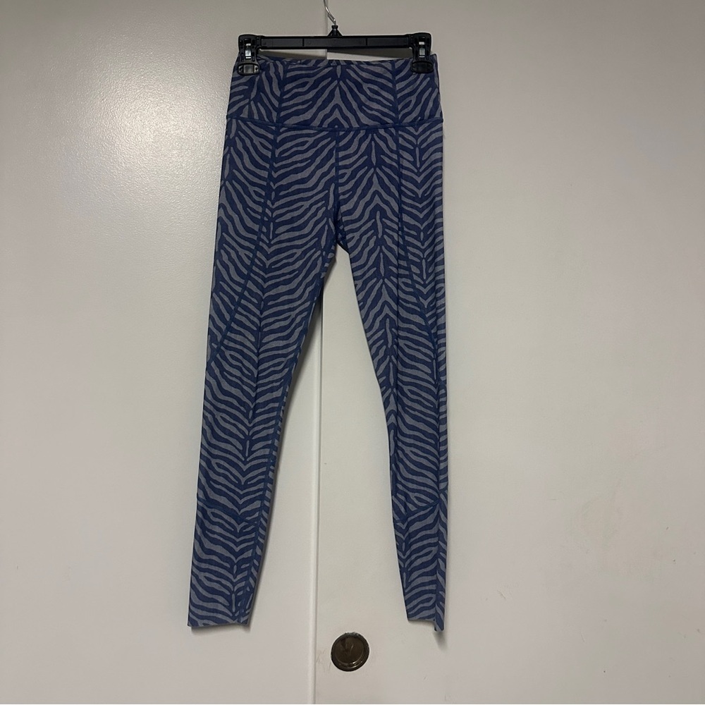 Varley Bedford Tights Blue Zebra Print Size XS High Rise Ankle - Picture 2 of 8